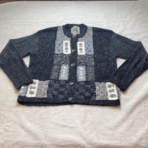 Curio Hand Knit Gray Tone Cardigan Swearer Size Large - Picture 1 of 10